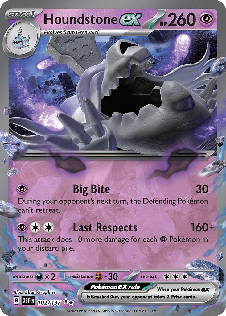 Houndstone ex 102/197 - Obsidian Flames
